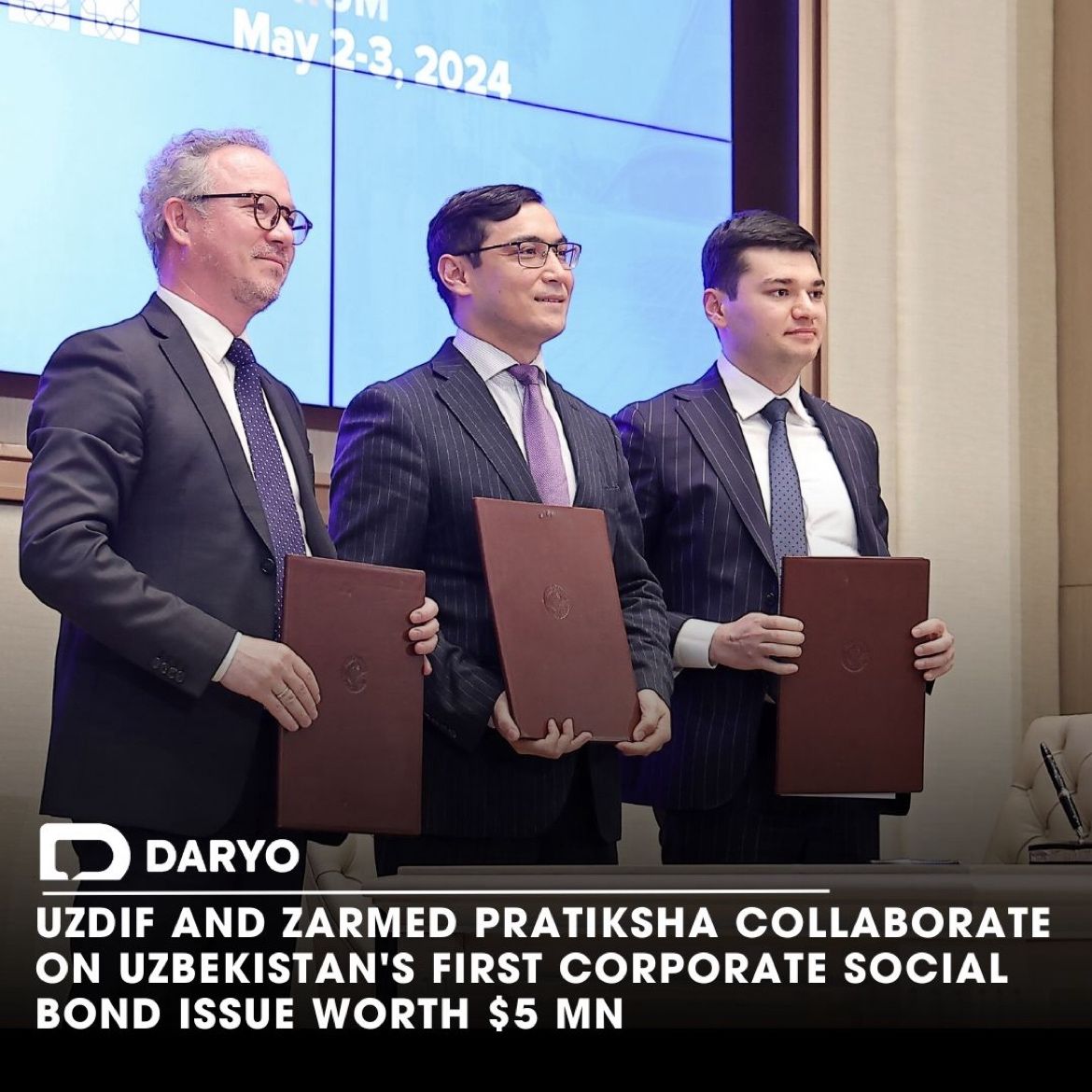 UzDIF va Zarmed Pratiksha O‘zbekistondagi 5 million dollarlik birinchi korporativ ijtimoiy obligatsiyalarni chiqarishda hamkorlik qilmoqda